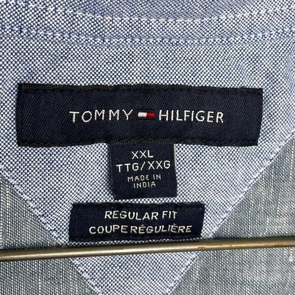 Tommy Hilfiger Men's XXL Linen Blend Woven Button Down Shirt Short Sleeve - Picture 7 of 8